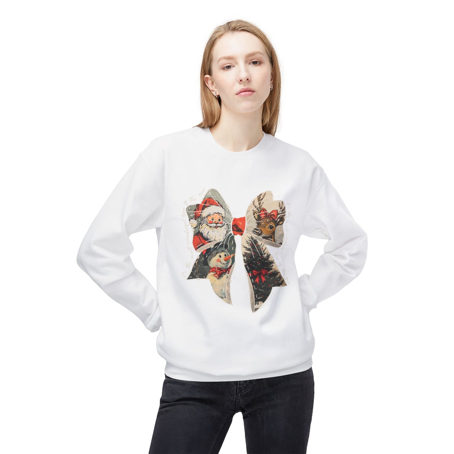 Christmas Bow Sweatshirt - Crewneck Sweatshirt