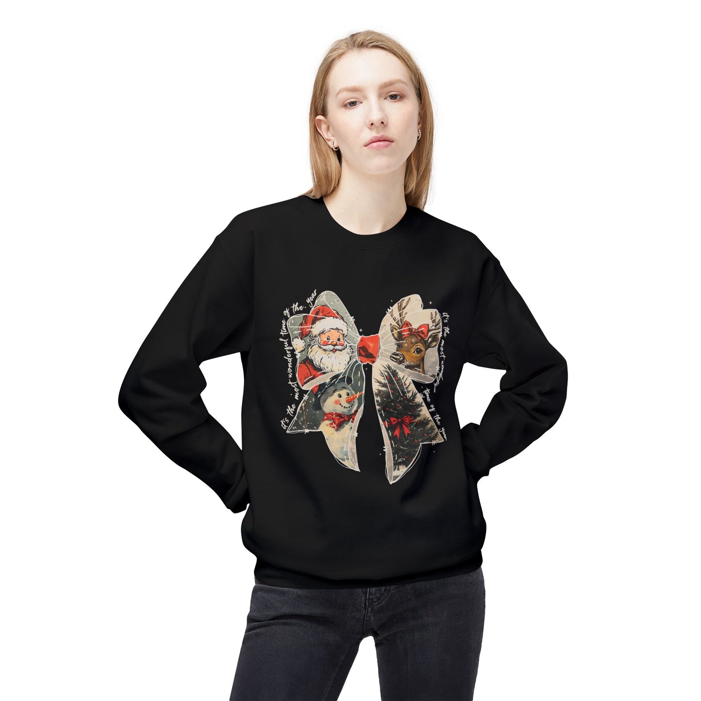 Christmas Bow Sweatshirt - Crewneck Sweatshirt