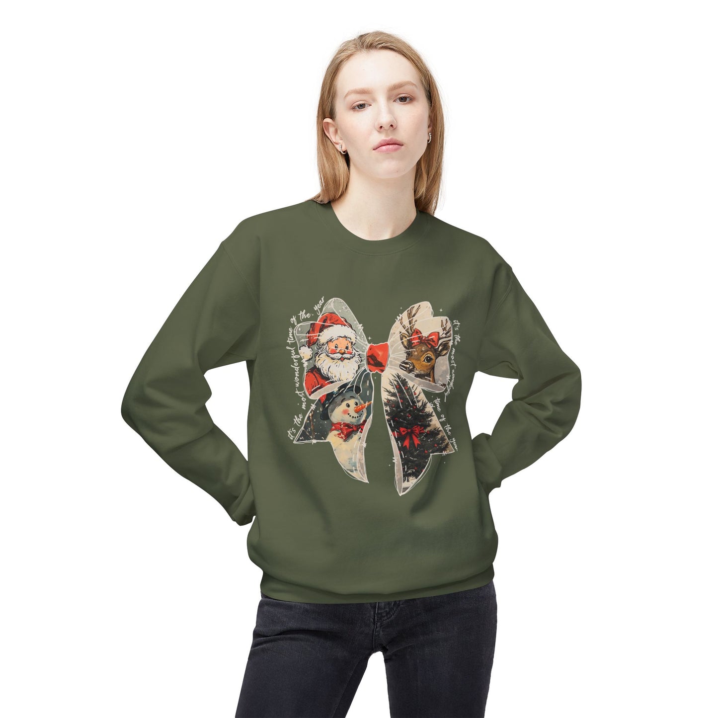 Christmas Bow Sweatshirt - Crewneck Sweatshirt