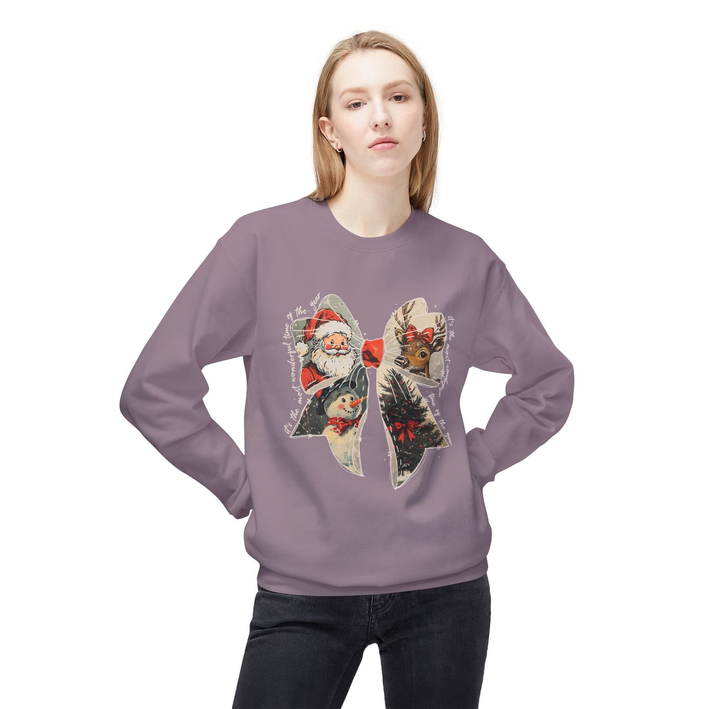Christmas Bow Sweatshirt - Crewneck Sweatshirt