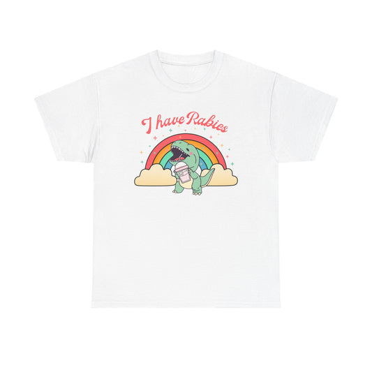 Funny Dinosaur Tee - I Have Rabies Unisex Heavy Cotton T-Shirt