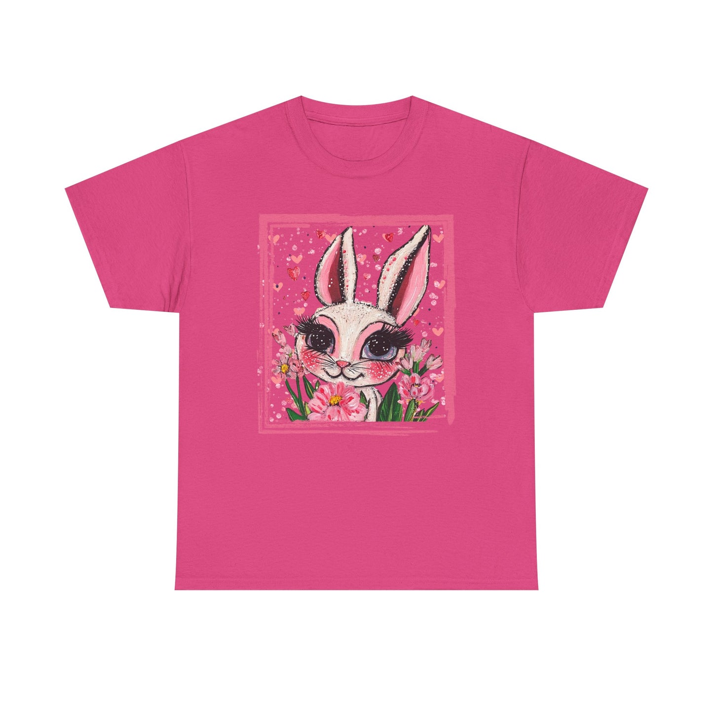 Easter Bunny Unisex Tee with Tulips and Flowers