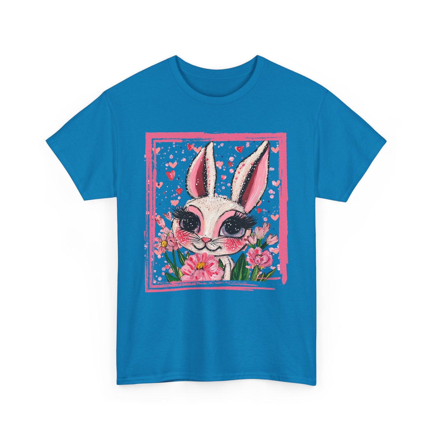Easter Bunny Unisex Tee with Tulips and Flowers