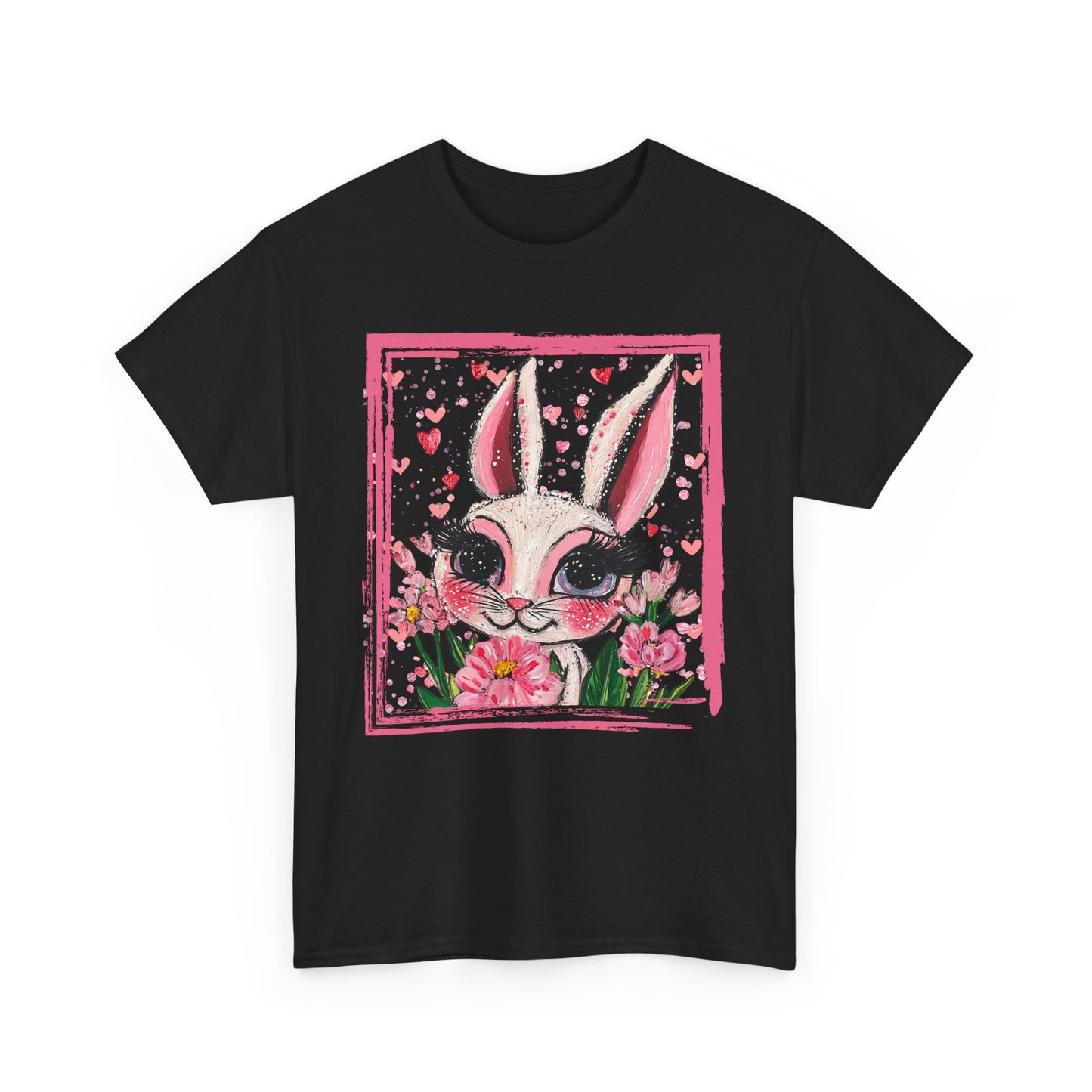 Easter Bunny Unisex Tee with Tulips and Flowers
