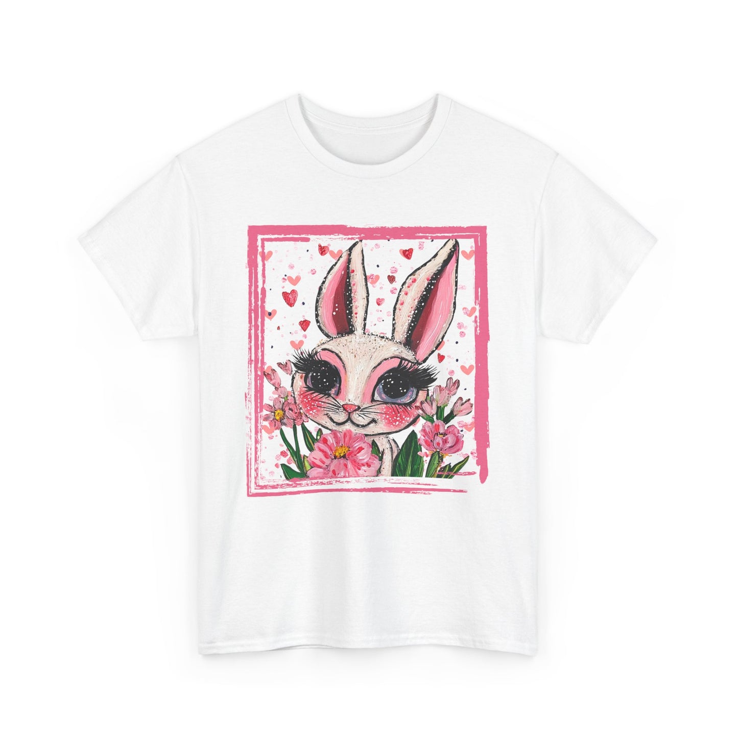Easter Bunny Unisex Tee with Tulips and Flowers