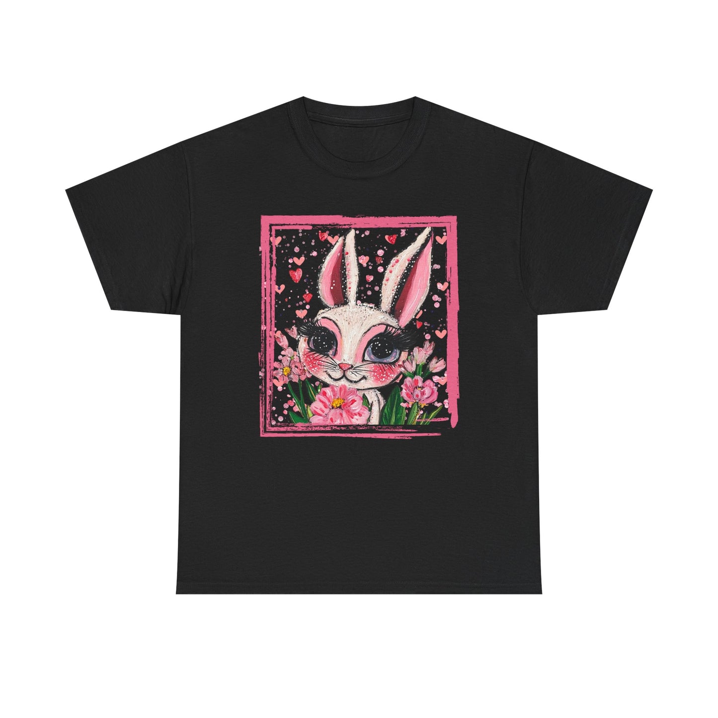 Easter Bunny Unisex Tee with Tulips and Flowers