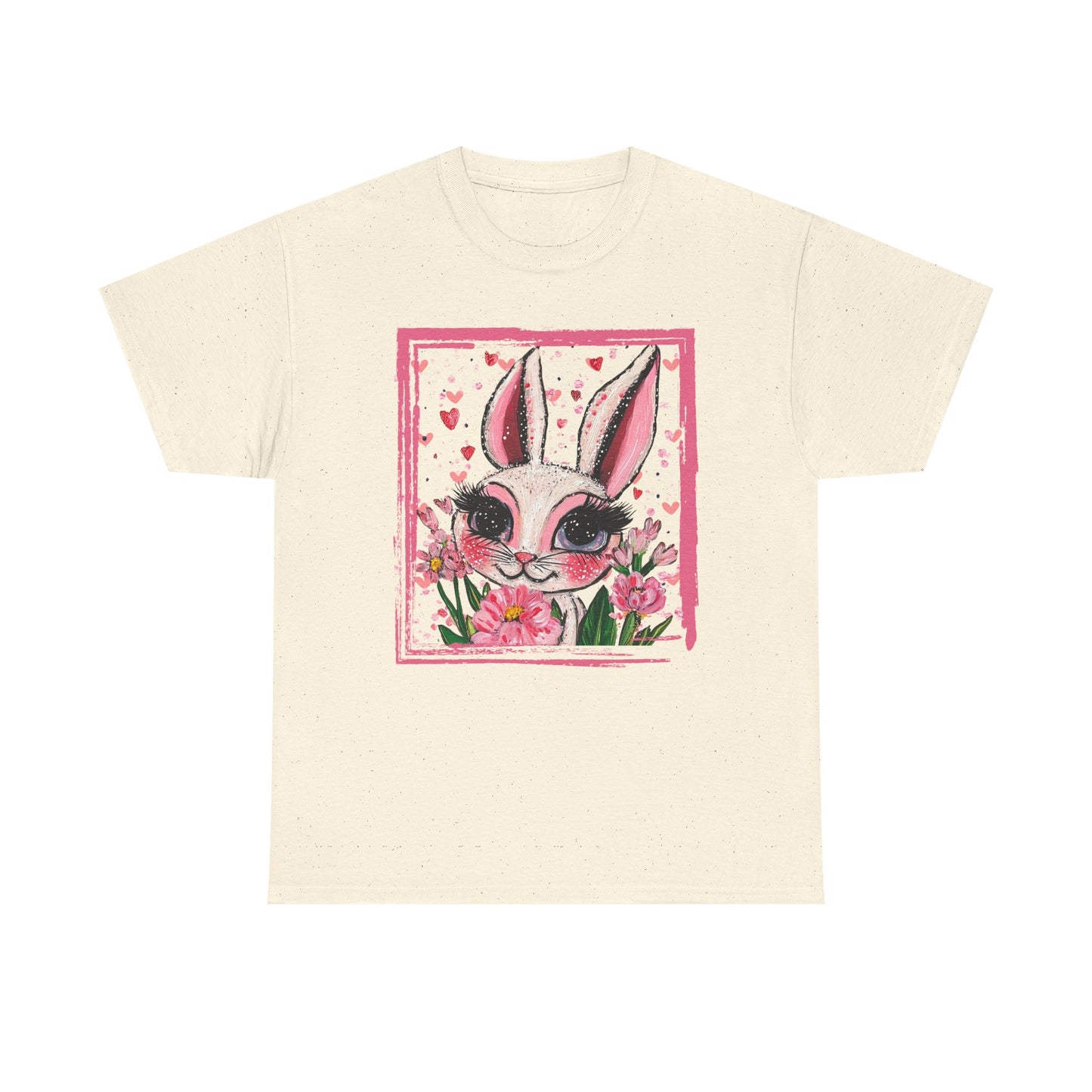 Easter Bunny Unisex Tee with Tulips and Flowers