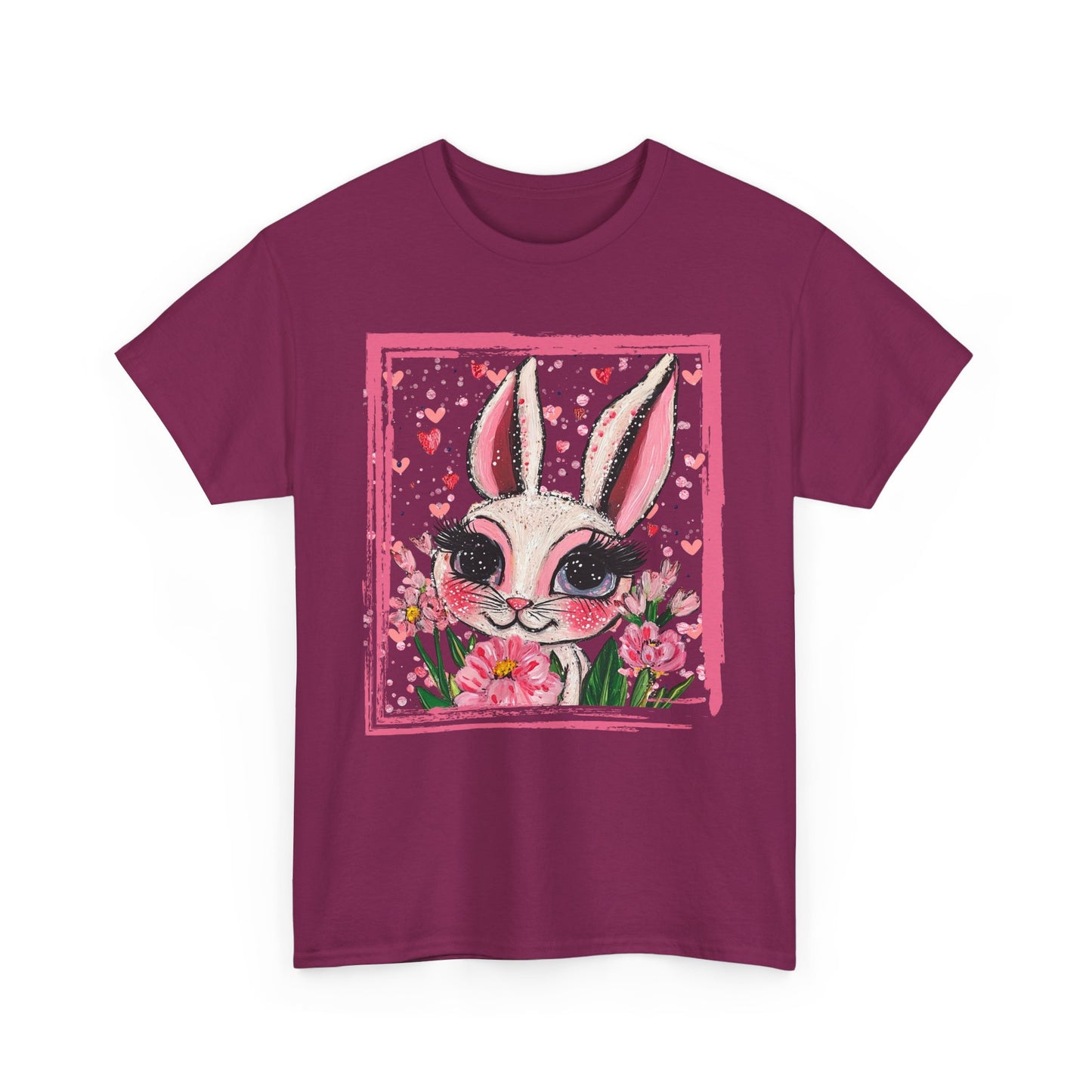 Easter Bunny Unisex Tee with Tulips and Flowers