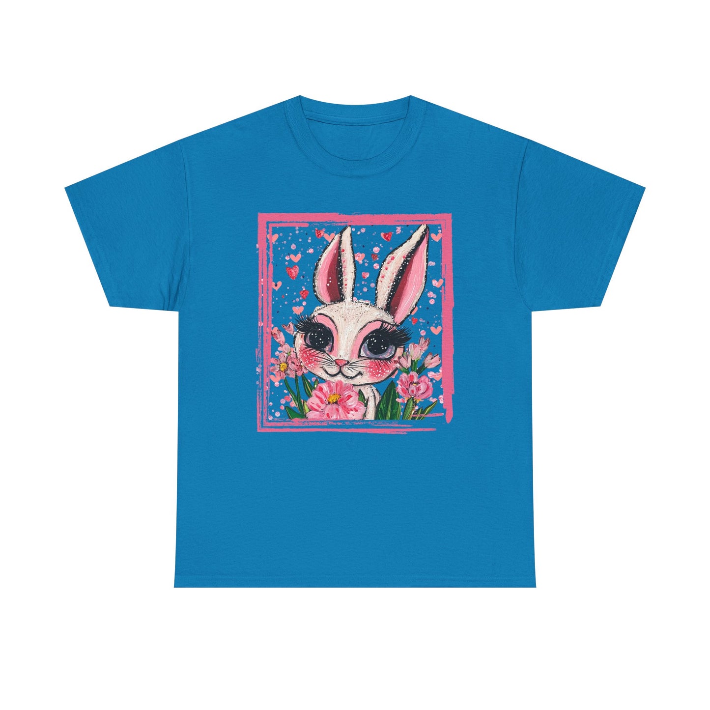 Easter Bunny Unisex Tee with Tulips and Flowers