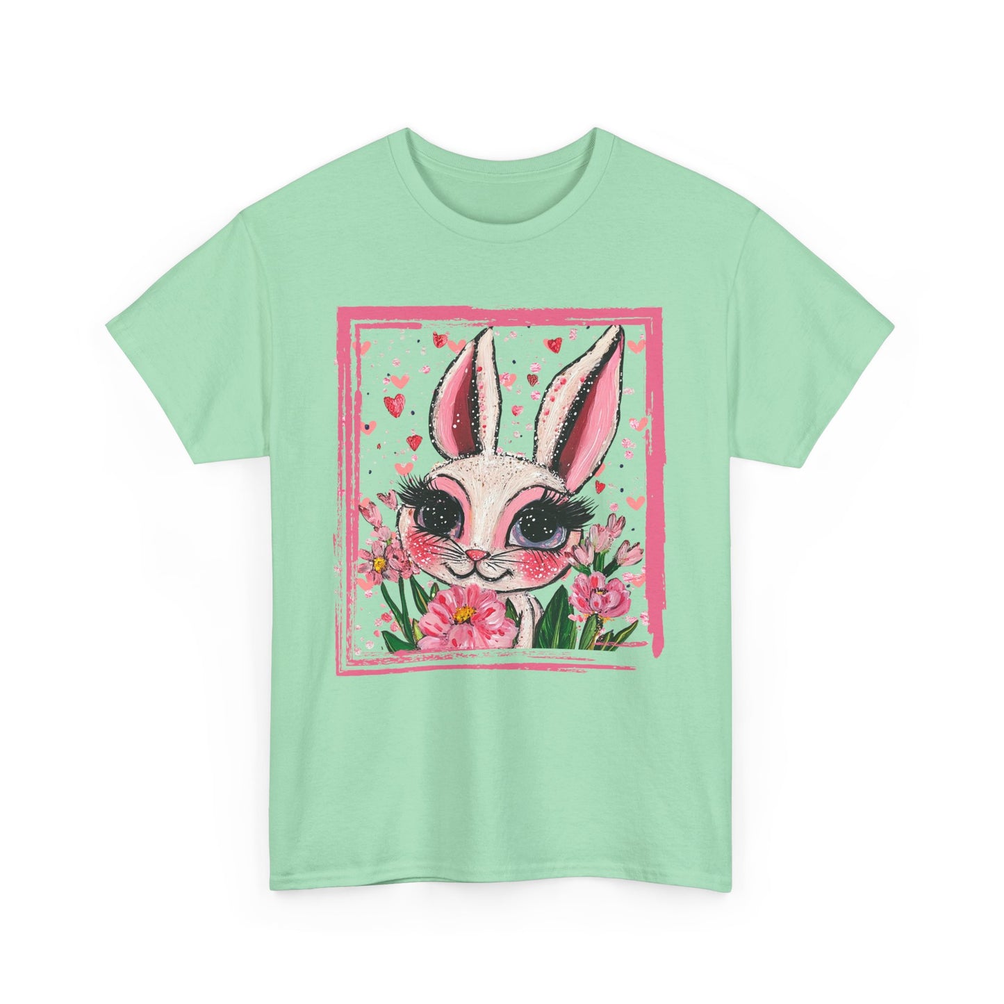 Easter Bunny Unisex Tee with Tulips and Flowers