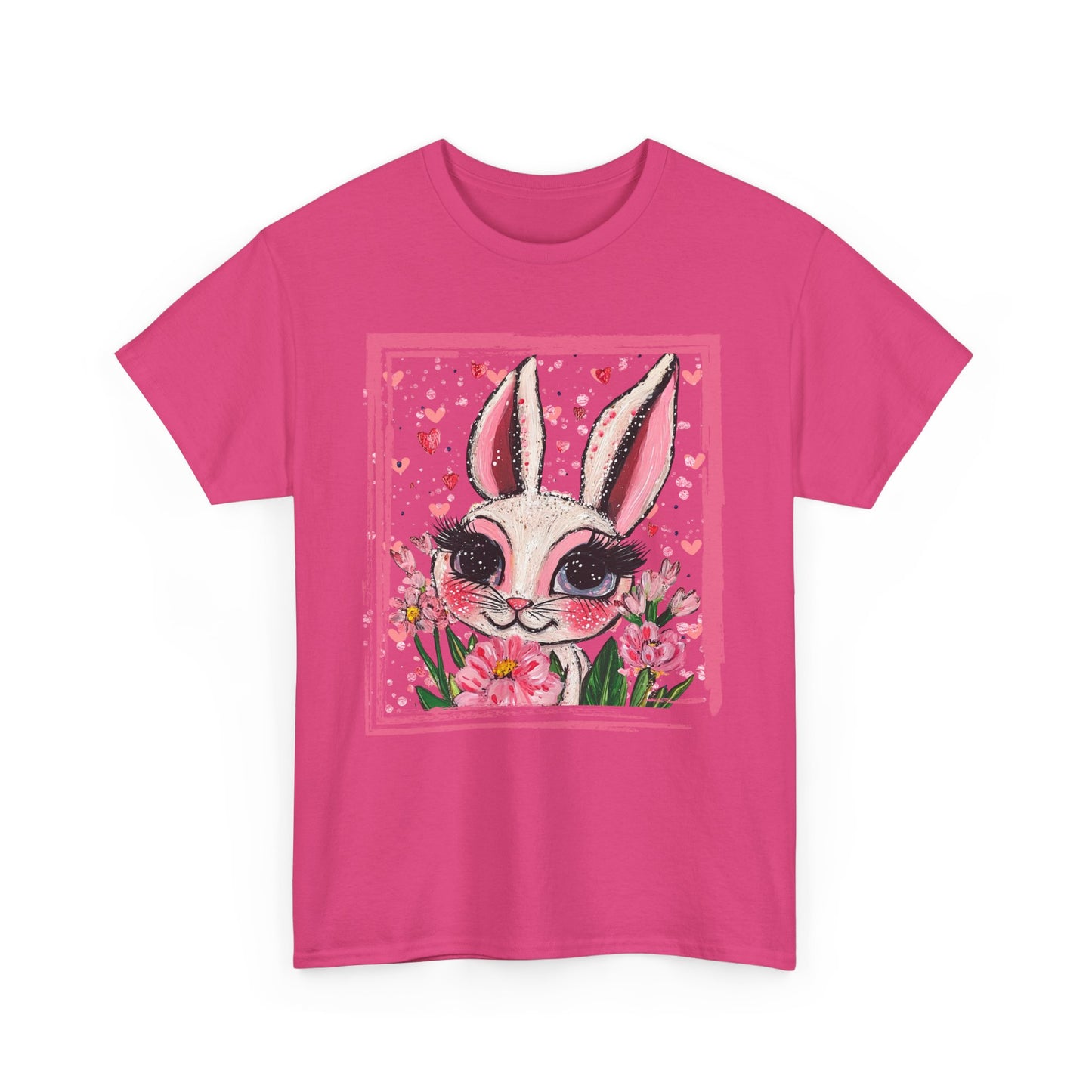 Easter Bunny Unisex Tee with Tulips and Flowers