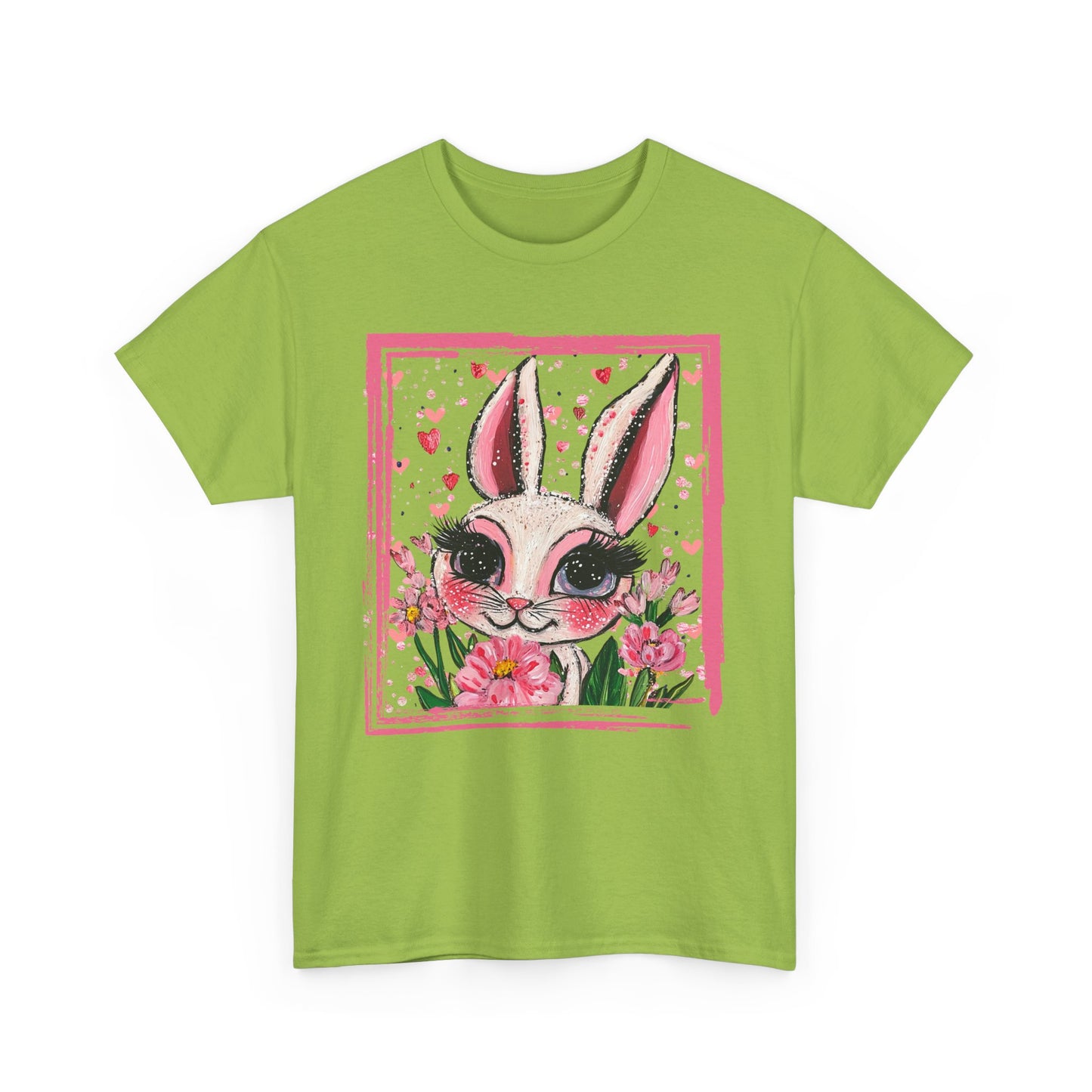 Easter Bunny Unisex Tee with Tulips and Flowers