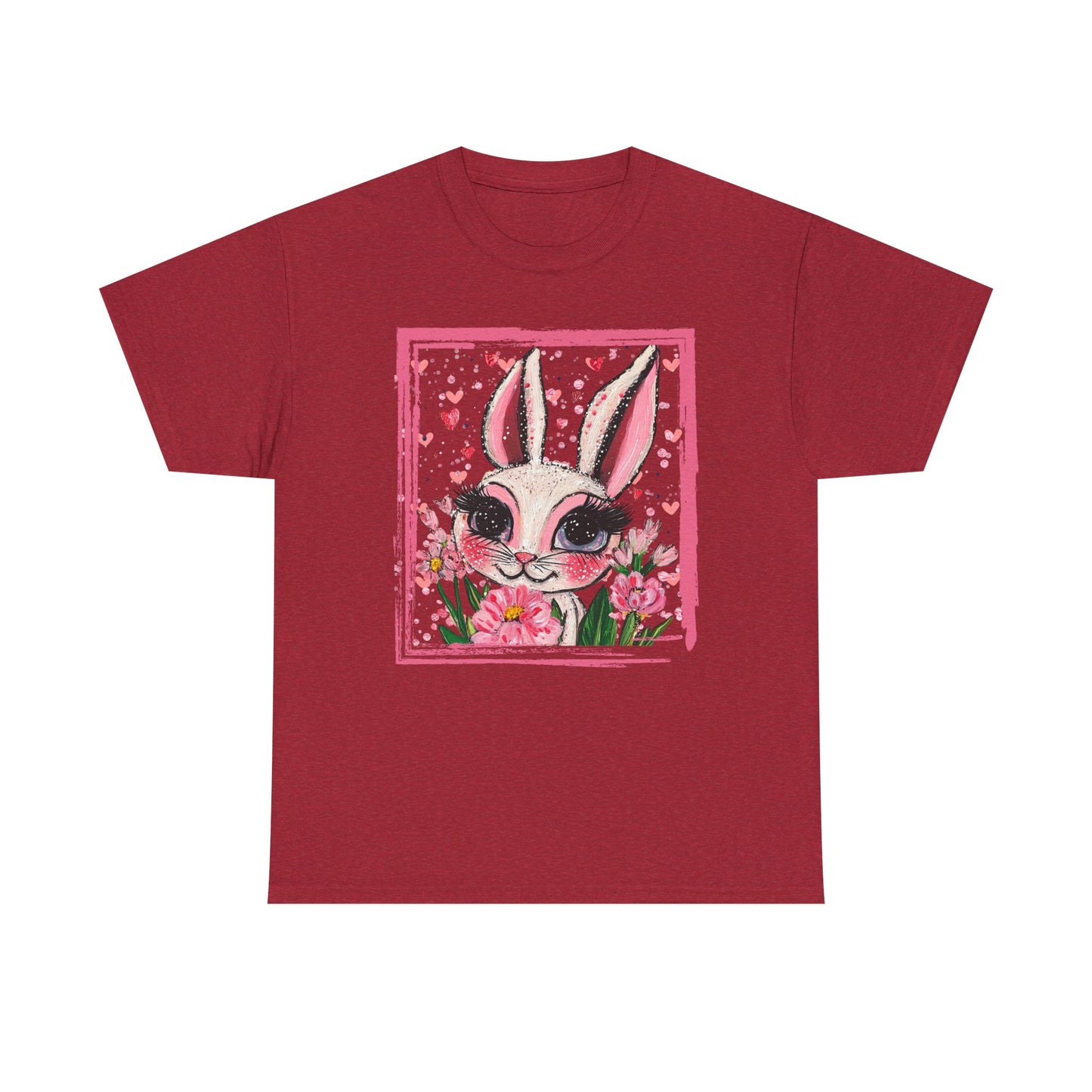 Easter Bunny Unisex Tee with Tulips and Flowers