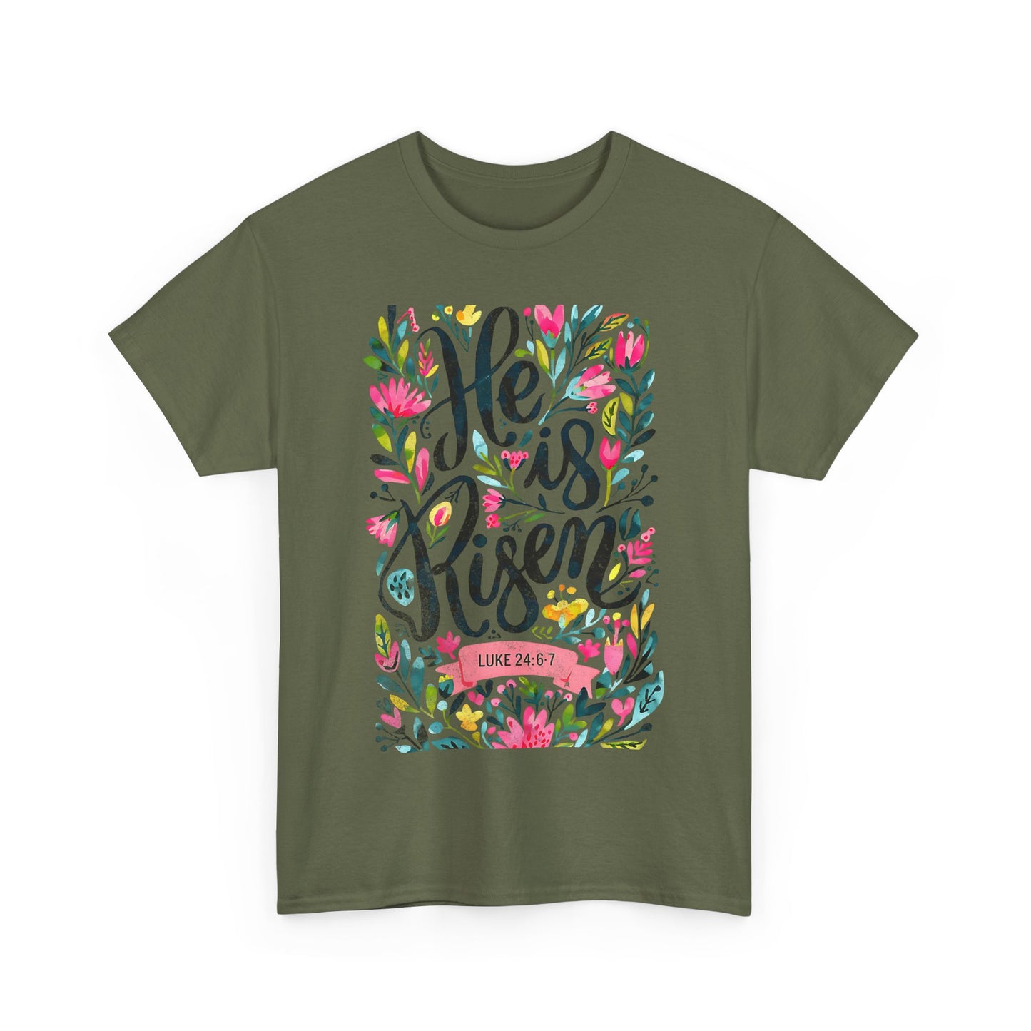 He Is Risen Unisex Heavy Cotton Tee - Inspirational Faith Shirt