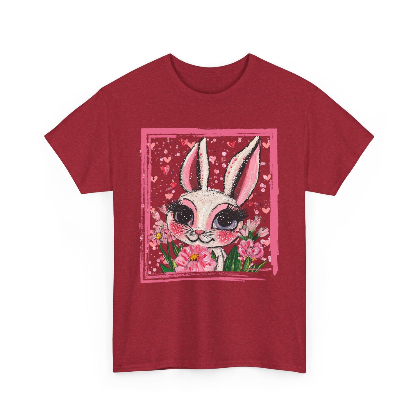 Easter Bunny Unisex Tee with Tulips and Flowers