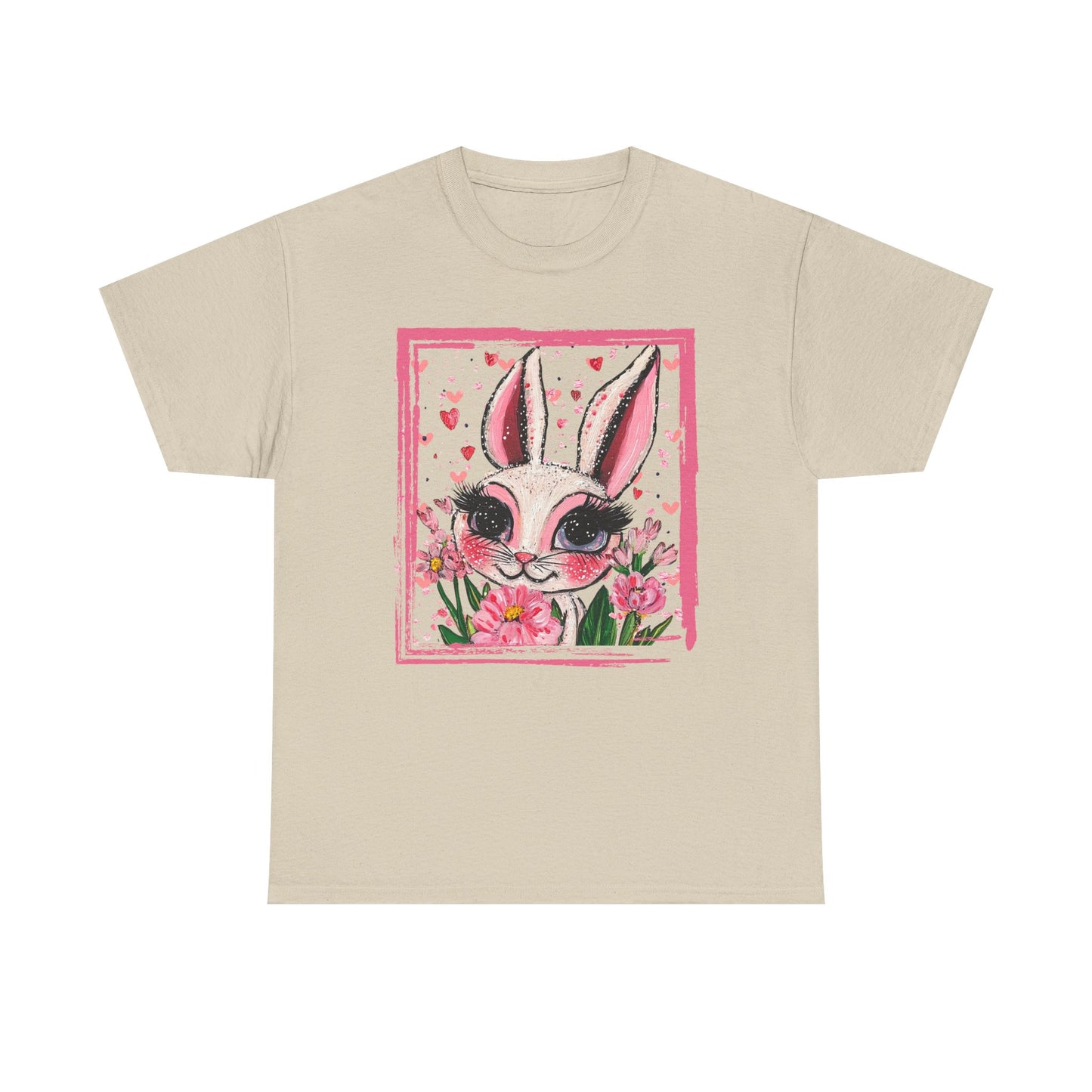 Easter Bunny Unisex Tee with Tulips and Flowers