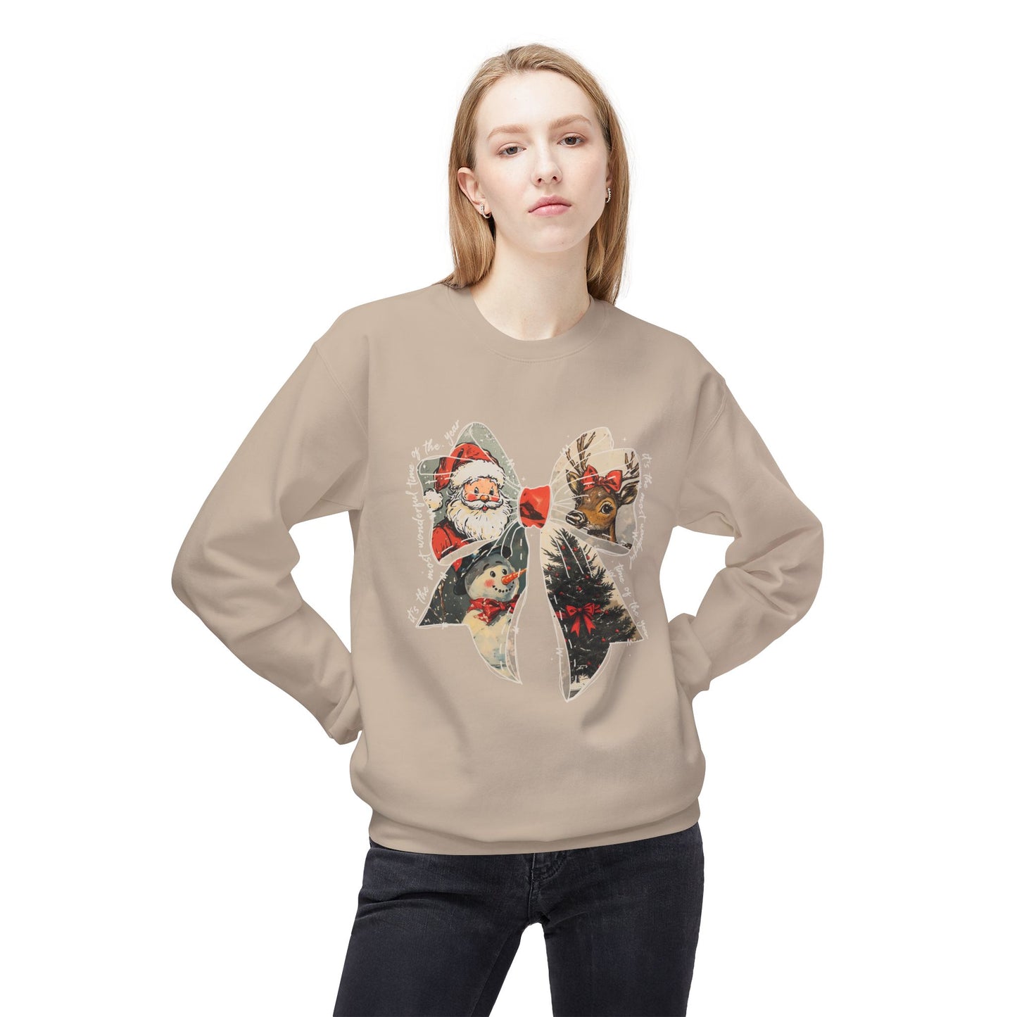 Christmas Bow Sweatshirt - Crewneck Sweatshirt