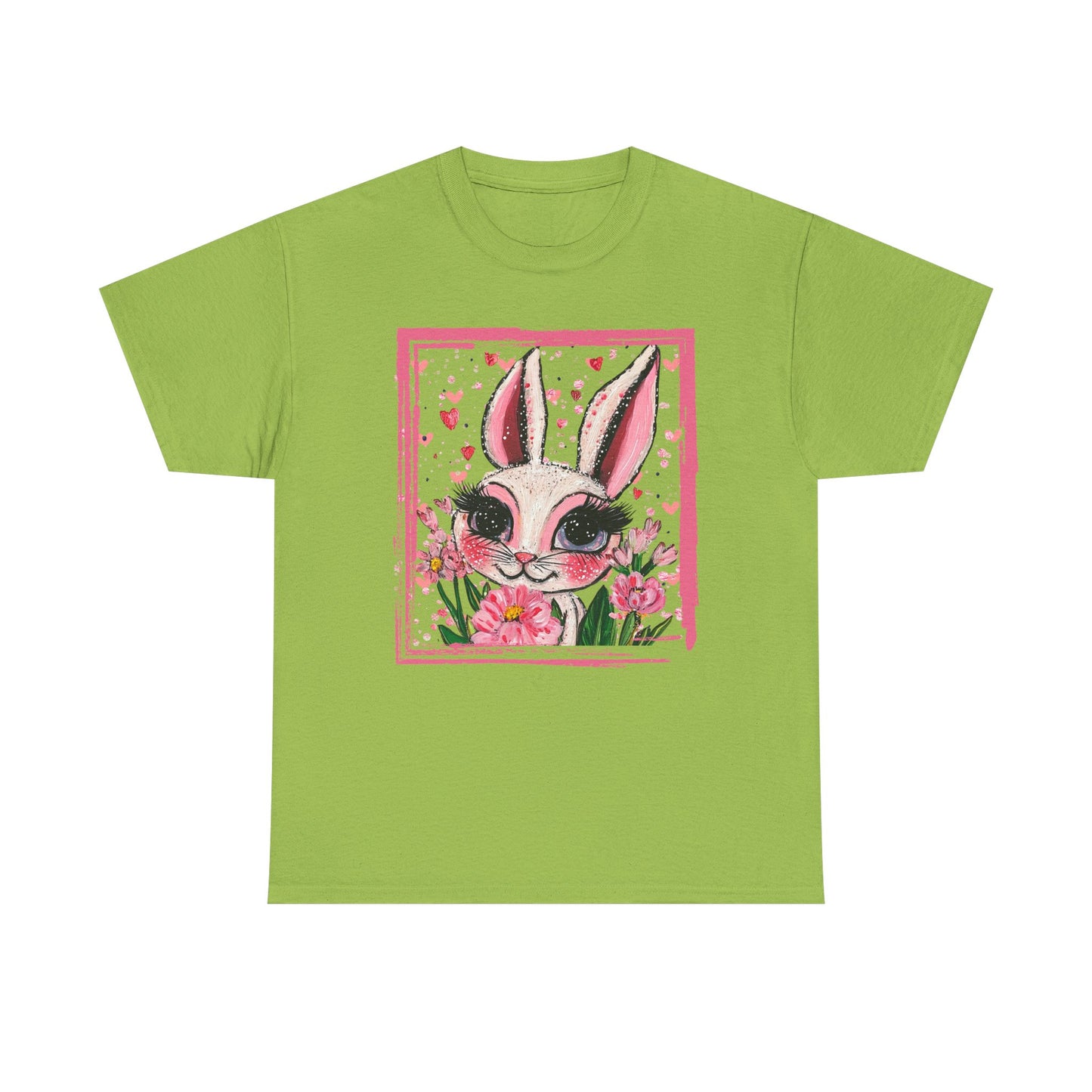 Easter Bunny Unisex Tee with Tulips and Flowers