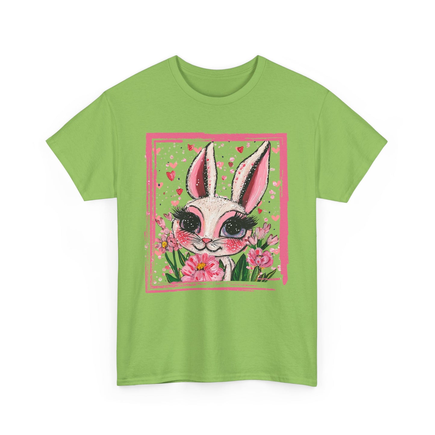 Easter Bunny Unisex Tee with Tulips and Flowers