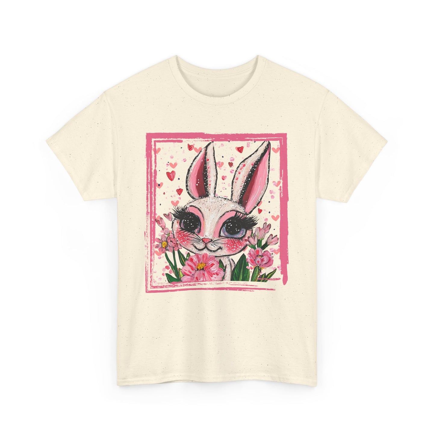 Easter Bunny Unisex Tee with Tulips and Flowers