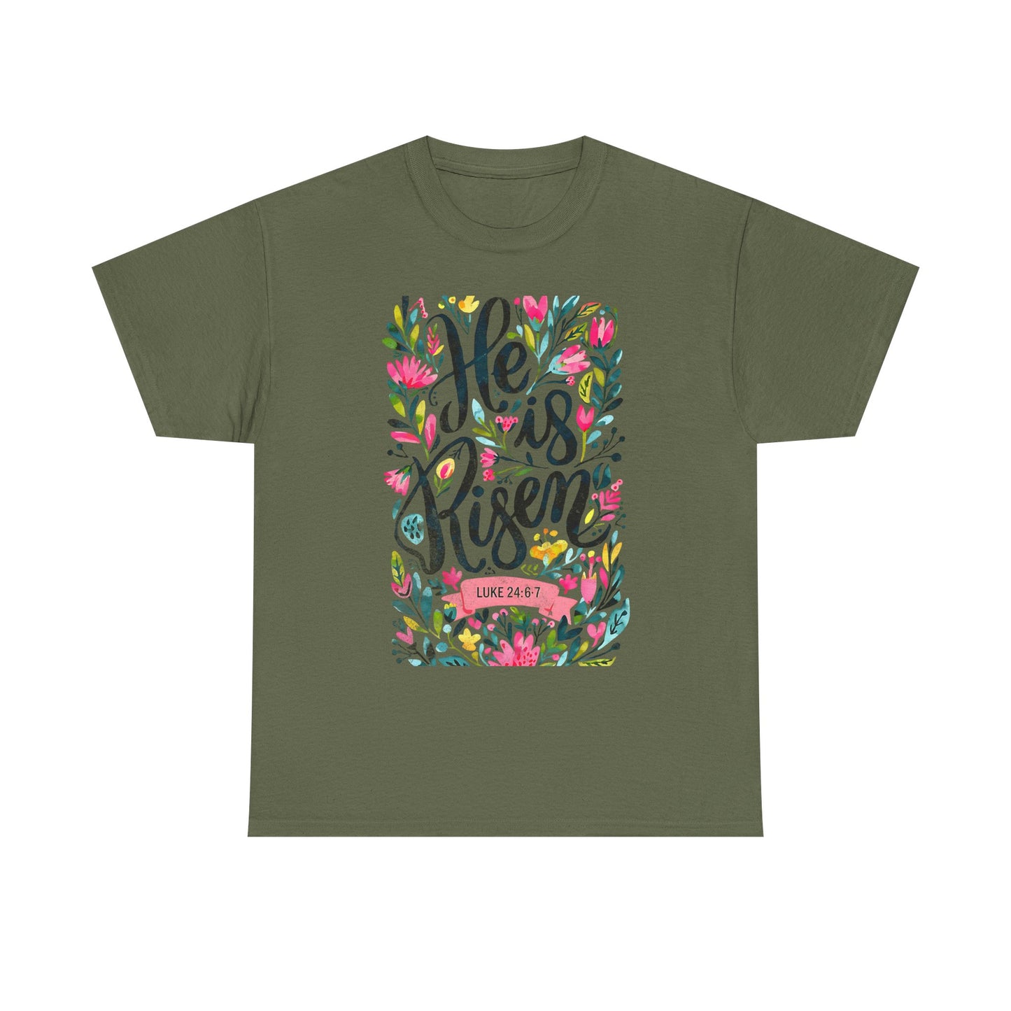 He Is Risen Unisex Heavy Cotton Tee - Inspirational Faith Shirt