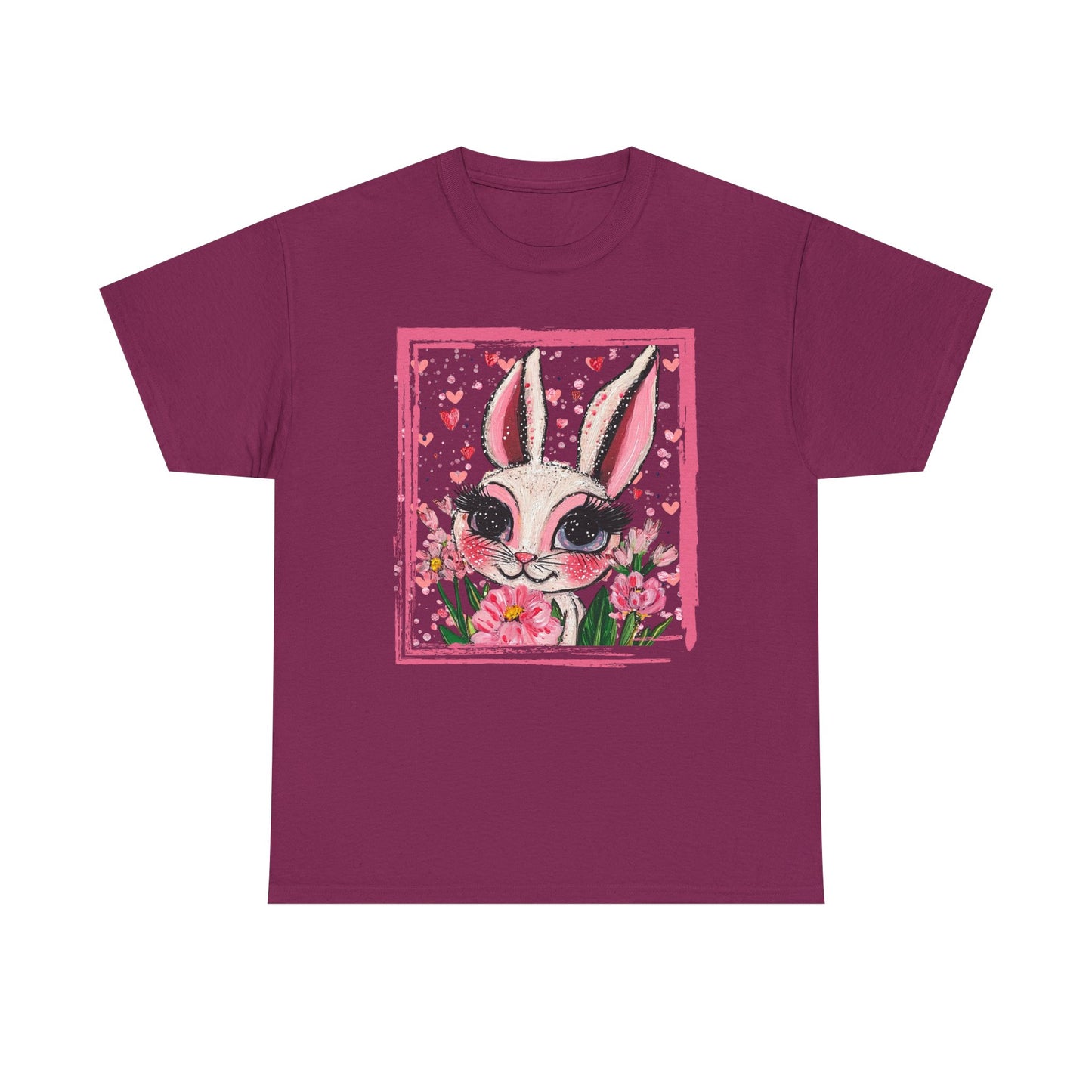 Easter Bunny Unisex Tee with Tulips and Flowers