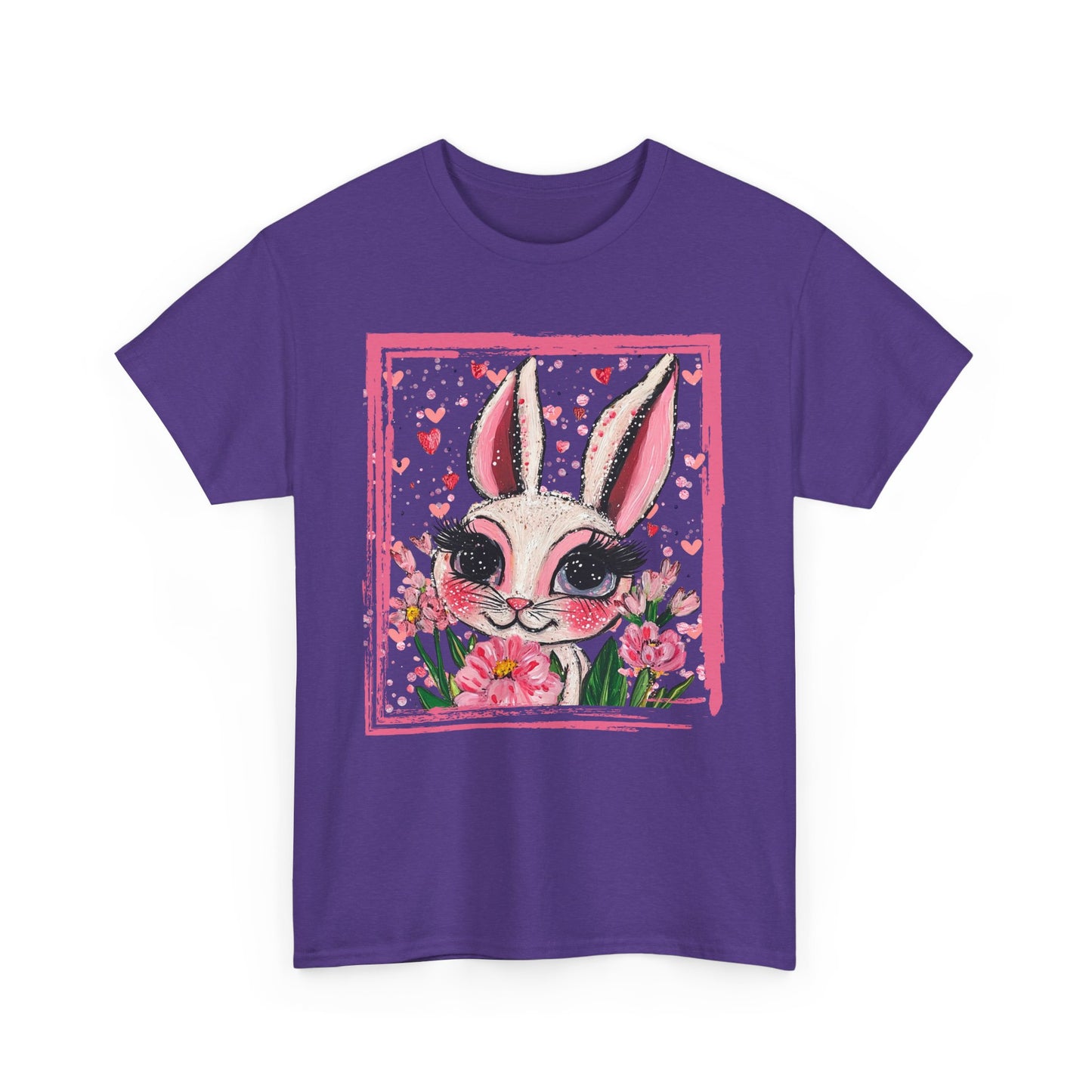 Easter Bunny Unisex Tee with Tulips and Flowers