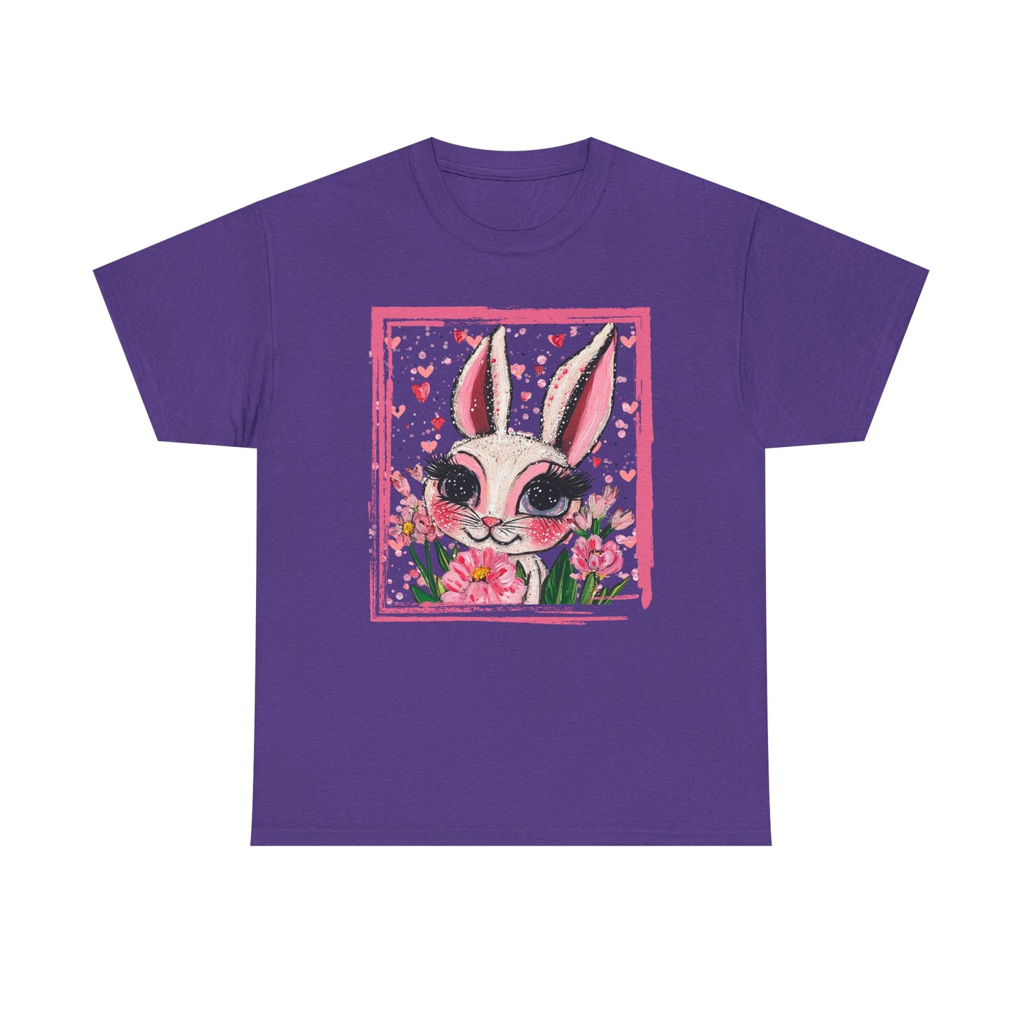 Easter Bunny Unisex Tee with Tulips and Flowers
