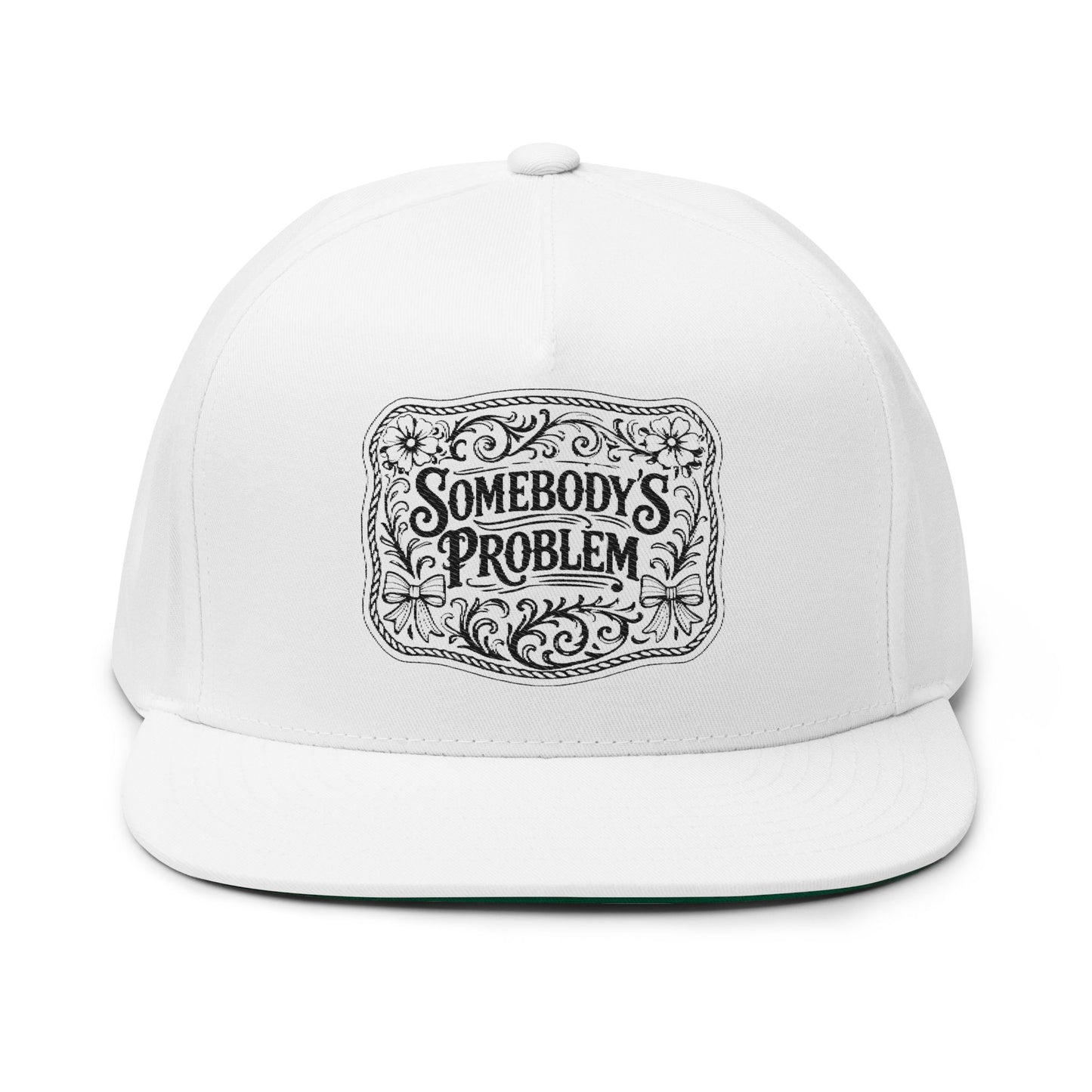 Somebody's Problem Embroidered Flat Bill Cap — Vintage Western Statement Hat