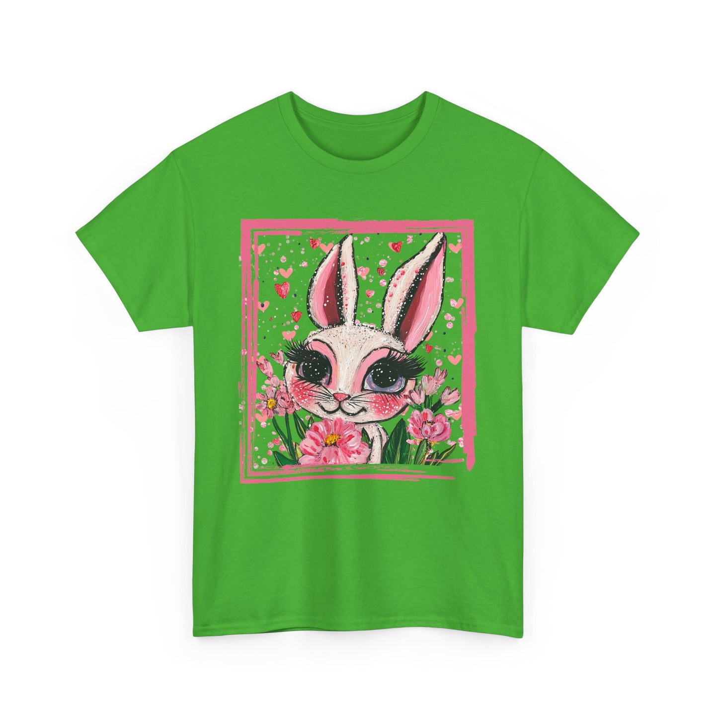 Easter Bunny Unisex Tee with Tulips and Flowers