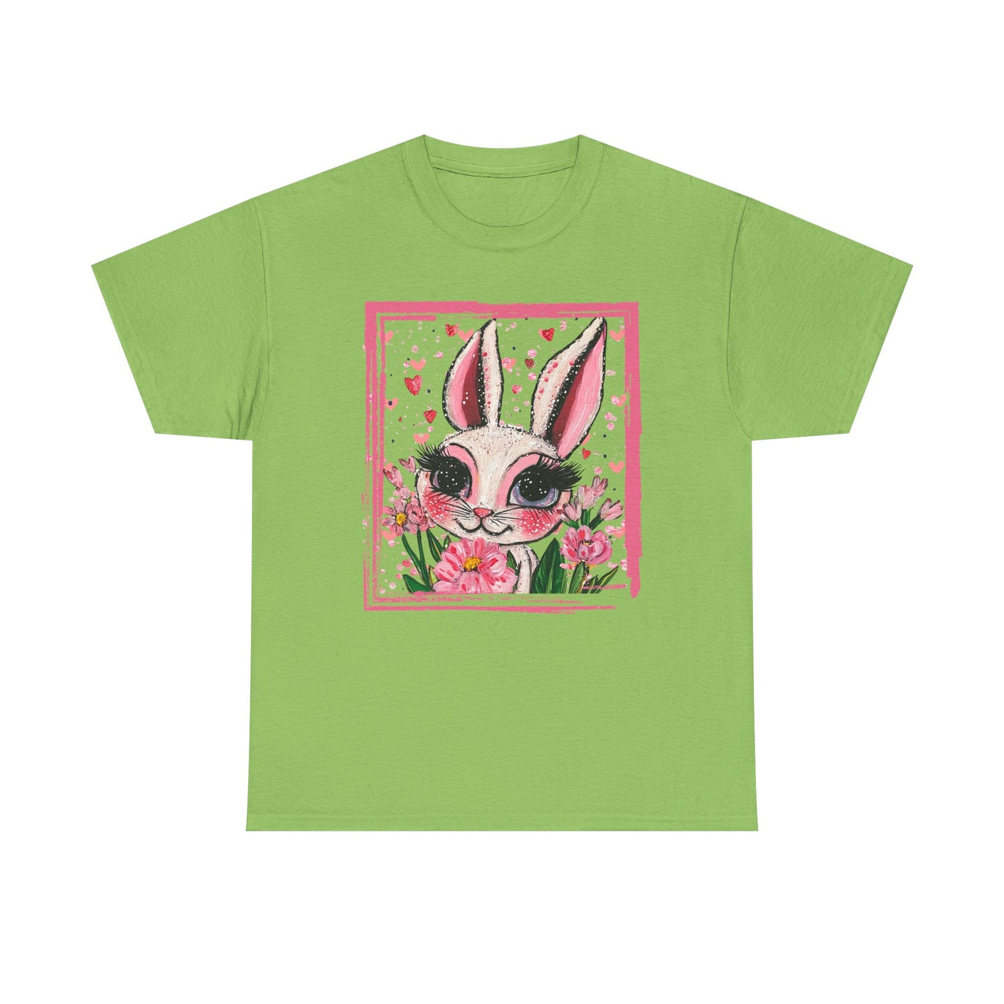 Easter Bunny Unisex Tee with Tulips and Flowers