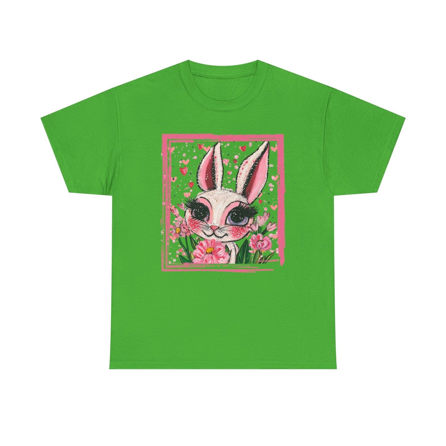 Easter Bunny Unisex Tee with Tulips and Flowers
